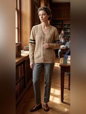 Vintage 100% Lambswool Cardigan Size Medium. Academia Preppy, Classic Old School